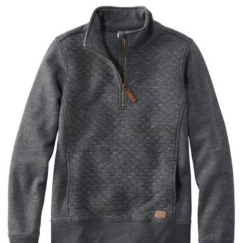 L.L.Bean Quilted Sweatshirt 1/4 Zip Long Sleep Pullover, Small Petite
